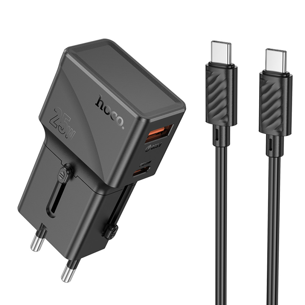 Сетевое зарядное устройство Hoco AC24 Mini universal travel PD25W+QC3.0 Type-C to Type-C (EU,US,UK,AUS)