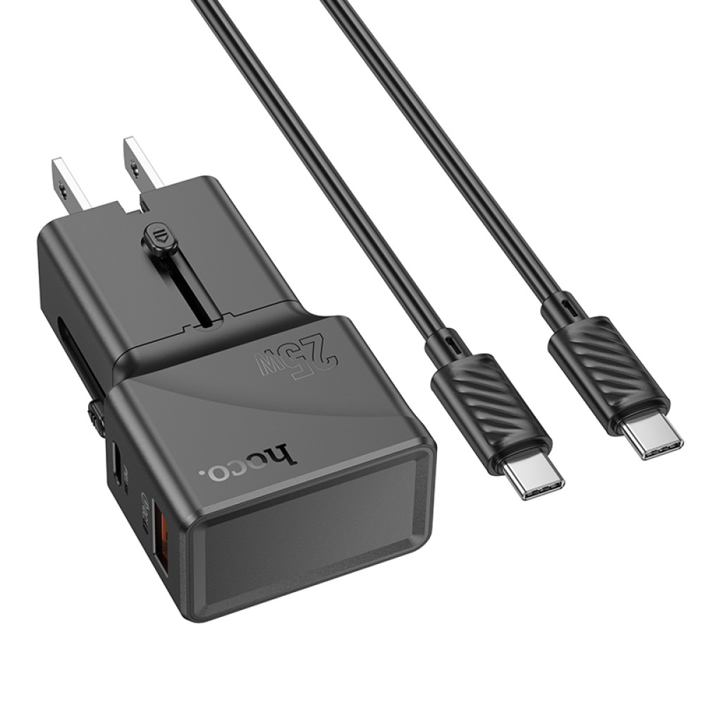 Сетевое зарядное устройство Hoco AC24 Mini universal travel PD25W+QC3.0 Type-C to Type-C (EU,US,UK,AUS)