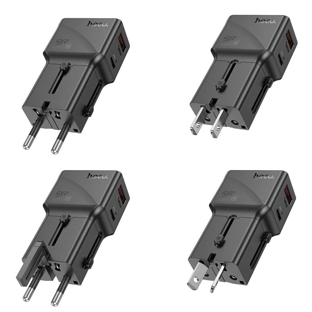 Сетевое зарядное устройство Hoco AC24 Mini universal travel PD25W+QC3.0 Type-C to Lightning (EU,US,UK,AUS)