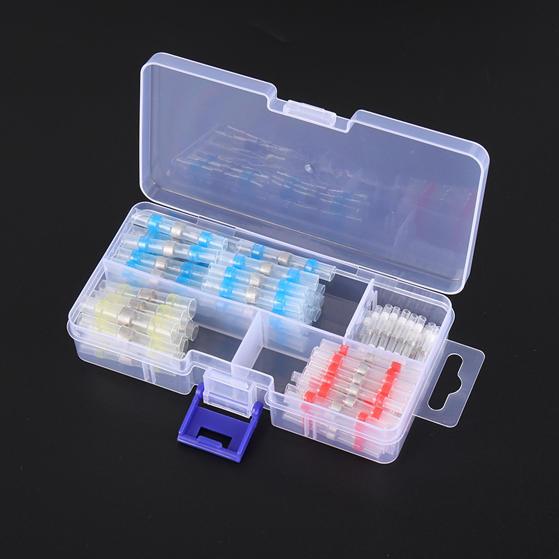 100x Термоусаживаемая гильза термоусадка с оловом припоем, набор термоусадочный соединитель провода